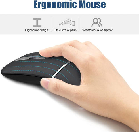 Foldable Arc Wireless Mouse, Silent Click Bluetooth 2.4GHz Dual Modes, Portable Curved Mouse for Home, Office, Travel