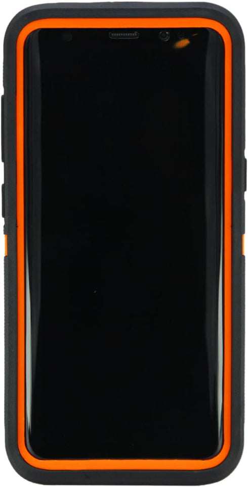 WallSkiN Heavy Duty Case for Galaxy S8 (5.8"), Military Grade Drop Protection with Holster - Camouflage/Orange