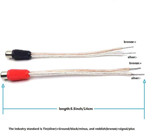 GaoZo Speaker Wire To RCA Female Adapter, RCA Plug Cable,RCA Plug Adapter (Black/Red)
