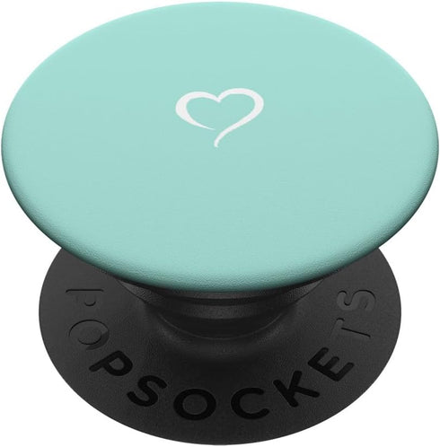 Aqua Teal Blue Hand Drawn Heart Minimalist Love PopSockets Standard PopGrip