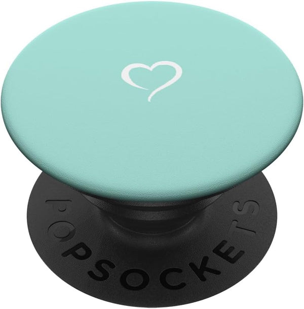 Aqua Teal Blue Hand Drawn Heart Minimalist Love PopSockets Standard PopGrip