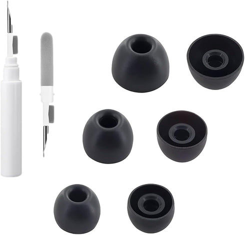 3-in-1 Cleaning Ear Tips Kit for Beats Fit Pro & Studio Buds, 6 Pairs Soft Silicone Earbuds Tips in S/M/L Sizes, Black.