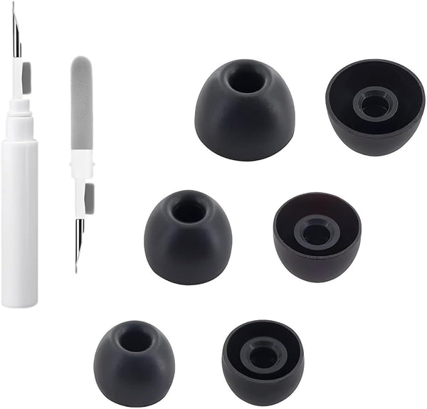 3-in-1 Cleaning Ear Tips Kit for Beats Fit Pro & Studio Buds, 6 Pairs Soft Silicone Earbuds Tips in S/M/L Sizes, Black.