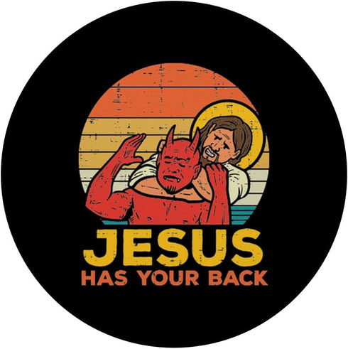 Jesus Has Your Back Jiu Jitsu Retro Christian Men Women Kids PopSockets Standard PopGrip