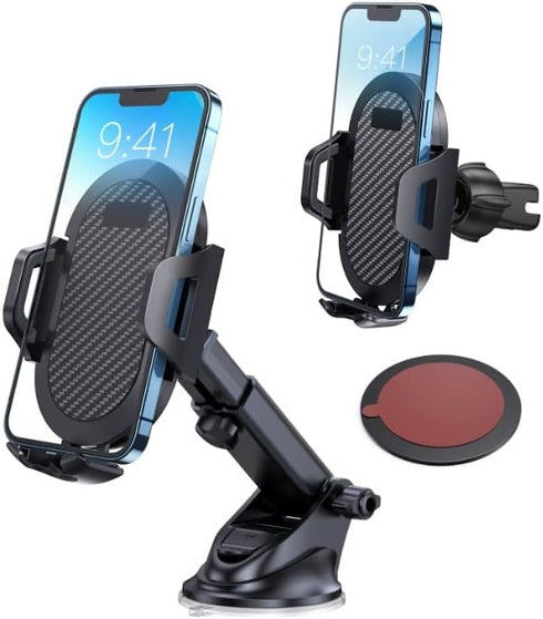 Universal Car Phone Holder Mount, Hands-Free Dashboard Windshield Air Vent Phone Holder for All Smartphones