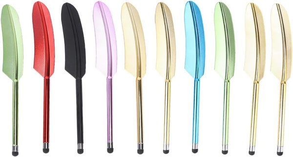 Hemobllo 10 Pcs Feather Stylus Pens, Colorful Capacitive Stylus for Touch Screen Smartphones and Tablets (Mixed Colors)