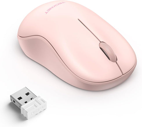 TECKNET Wireless Mouse for Laptop, 2.4G Silent Mouse, Small Portable Computer Mouse, 5 DPI Levels, Pink