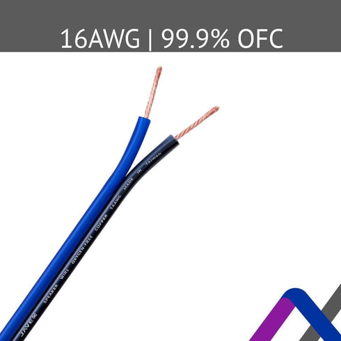 JAVEX 16-Gauge AWG Speaker Wire (100 FT), HighFlex Cable for Hi-Fi Systems, Home Theater, Car Audio, Blue/Black