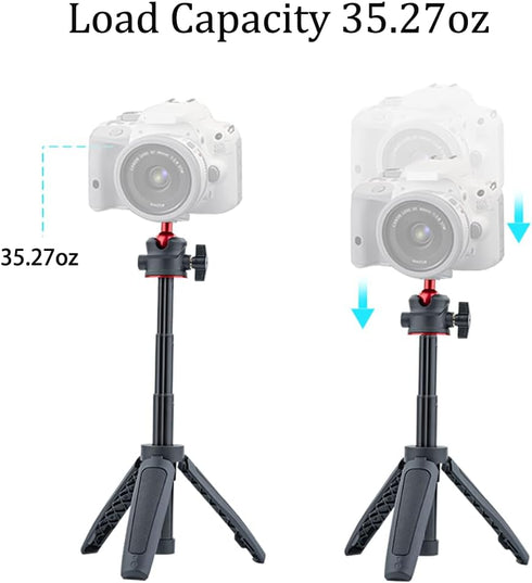 Generic 3-in-1 1/4 Mini Tripod Selfie Stick Extension Pole with Phone Clamp - Aluminum Vlogging Stand for Smartphone
