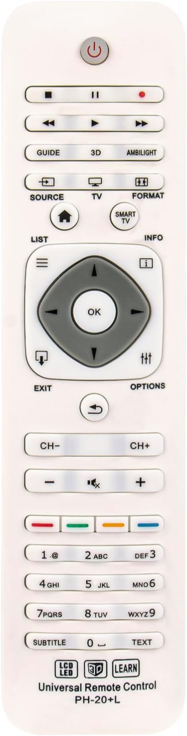 New Universal Replaced Remote for Philips Smart 3D LCD LED TV Models 40PFL7007, 55PFL7007, 46PFL7007K/12, and more
