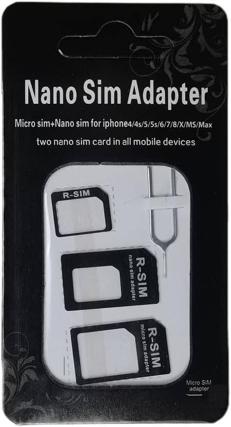 Granvela 4-in-1 1 Pack SIM Card Adapters, SIM Converter Kit Nano/Micro/Standard with Tray Eject Pin for iPhone, Android