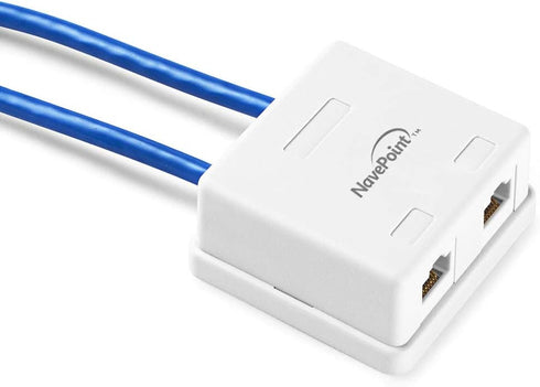 NavePoint Keystone Jack Surface-Mount Box, 2-Port White, 10-Pack