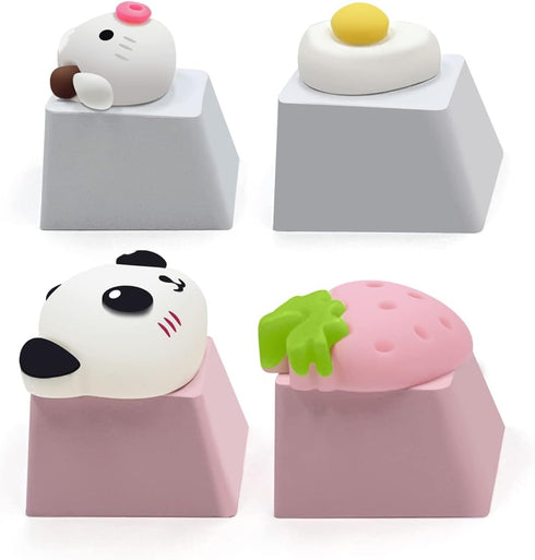 Cute Keycap 4 pcs, Custom 3D Model Keycap for Cherry MX Switches Mechanical Gaming Keyboard (Cute Animal Keycaps)