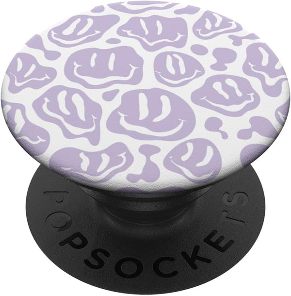 Light Pastel Purple White Dripping Smile Face PopSockets Standard PopGrip