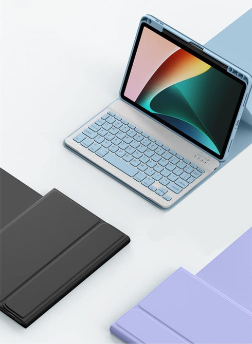 Keyboard Case for iPad Mini 6th Generation, Magnetic Detachable Bluetooth Keyboard Cover, Misty Blue