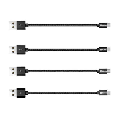 COSOOS 4 Short USB Type C Cables (9in/23cm) - Nylon Braided Fast Charge & Sync for Samsung Galaxy, Google Pixel, LG.