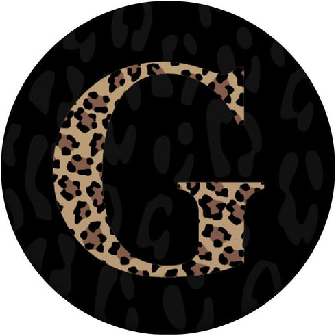 Black Leopard Print Initial Letter G Monogram for Women, PopSockets PopGrip: Swappable Grip for Phones & Tablets