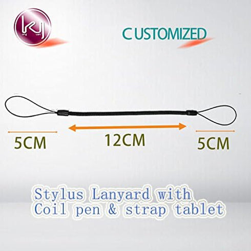 Kang Yuan Black Elastic Tether Lanyards - 50 pcs Stylus Pens Coil Strap Tablet/Touchscreen Tether with Top Port