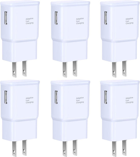 Eversame 6-Pack Adaptive Fast Charging Wall Charger, USB Block for Samsung Galaxy, iPhone, LG, HTC
