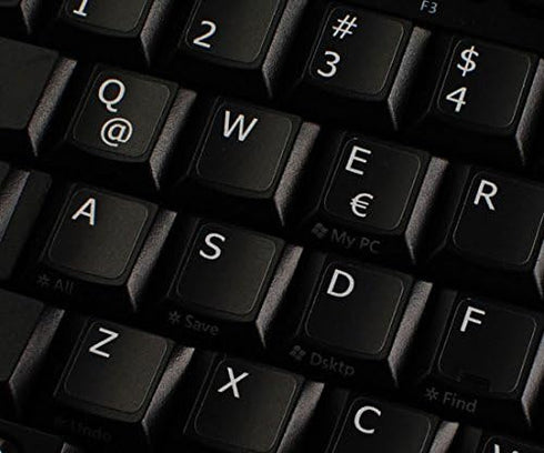 4Keyboard Spanish (Latin American) Non-Transparent Keyboard Sticker for Laptop, Desktop with White Lettering and Black