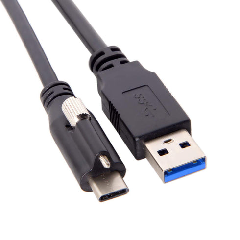 cablecc USB 3.1 Type-C Locking Connector to Standard USB 3.0 Data Cable 1.2m with Panel Mount Screw