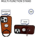 Luxury Leather Invisible Stand Phone Case Cover for iPhone 12-15, Metal Magnetic Folding Stand (Brown, iPhone 13 Pro)