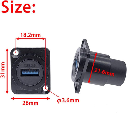 PENGLIN 10PCS USB 3.0 Panel Mount Connector, Female to Female Pass Through Data Connector for Audio Video Transfer