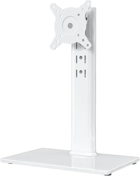 Single LCD Computer Monitor Free-Standing Desk Stand Riser - Height Adjustable for 13 to 32 Inch Screen, White