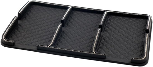 GAOLAOSY Bling Rhinestone Car Dashboard Mat, Anti-Slip Auto Dash Tray, Strong Gripping Vehicle