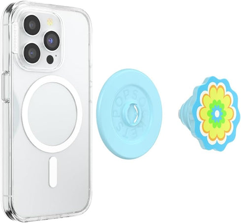 Kaleidoscope Blue PopSockets Round Phone Grip, Compatible with MagSafe, Adapter Ring Included