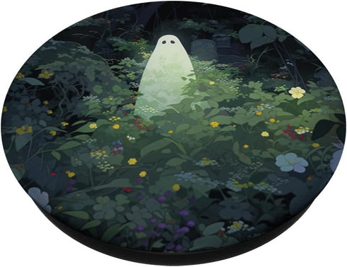 Aesthetic Halloween Ghost in Forest Garden Botanical Design, PopSockets Standard PopGrip
