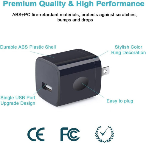 USB Wall Charger, 3 Pack 2.4A Dual Port Charging Block Power Adapter for iPhone 16 15 14 13 12 11 Pro Max