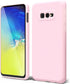 Oakxco Samsung Galaxy S10e Phone Case, Rose Light Pink Liquid Silicone Cute Thin Slim Soft Rubber TPU Protective Cover