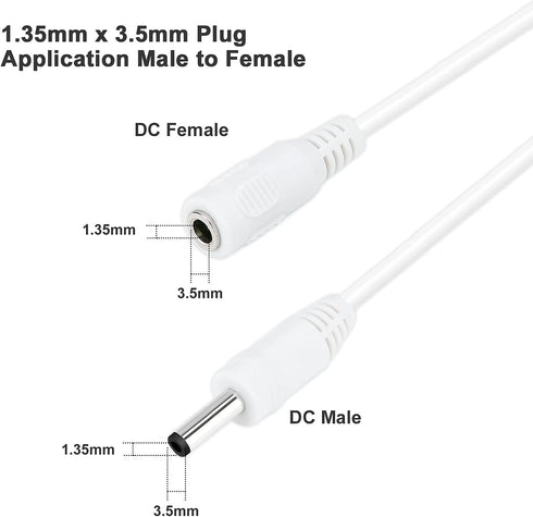 DC Power Extension Cable 33ft, 1.35mm x 3.5mm for 5V DC Adapter Cord, CCTV Security Camera, IP Camera