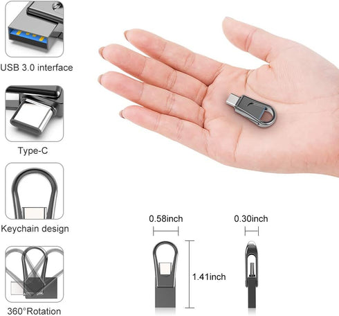 Sanfeya 32GB 2-in-1 3.0 USB C Flash Drive, OTG USB Thumb Drive, Dual USB Memory Stick Pen Drive for Type-C Android