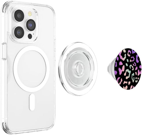 Rainbow Leopard Cheetah Black PopSockets PopGrip for MagSafe