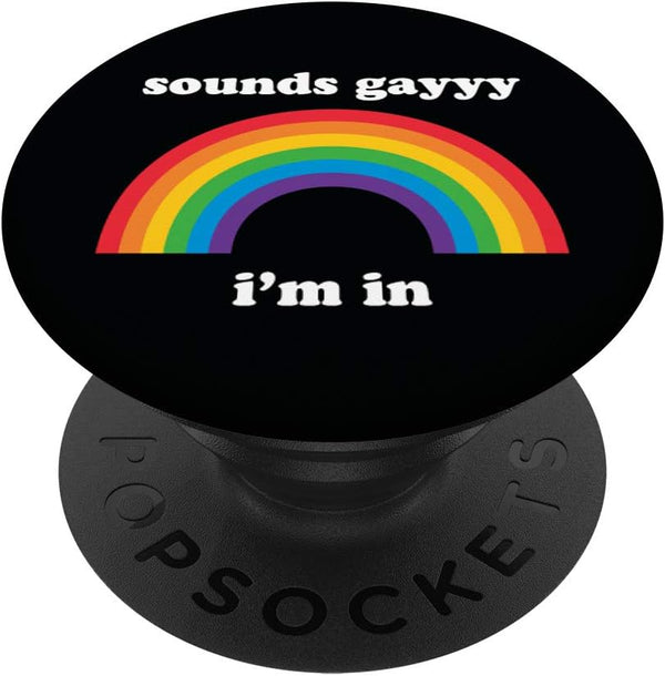 Sounds Gay Funny LGBT Pride Stuff Queer LGBTQ Retro Rainbow PopSockets Swappable PopGrip