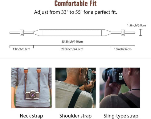 MoKo Camera Strap, Premuim Cotton Canvas Braided Adjustable Universal Sling Shoulder Neck Belt for All DSLR Digital