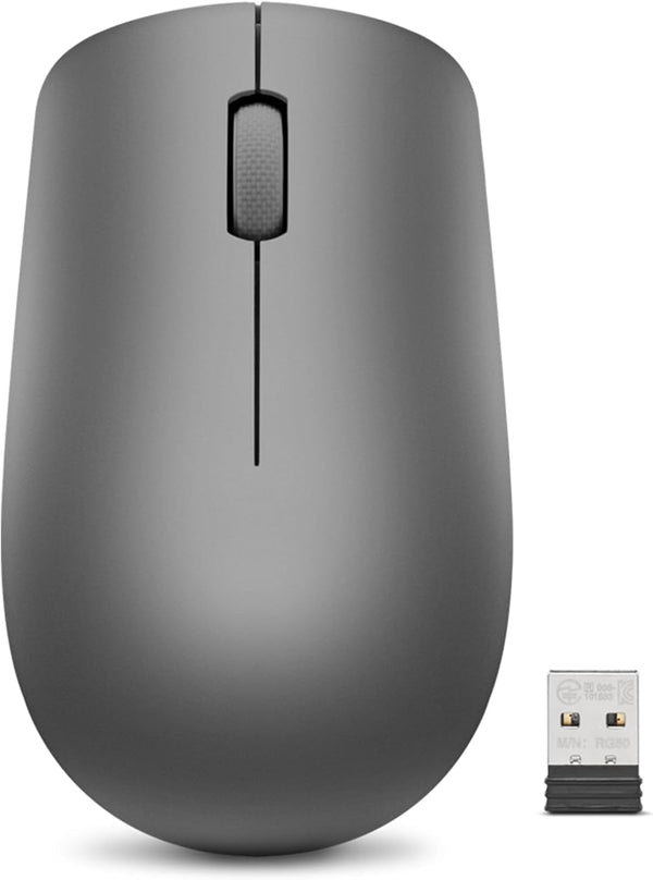 Lenovo 530 Full Size Wireless Computer Mouse for PC and Laptop, 2.4 GHz Nano USB Receiver, Ambidextrous Design,