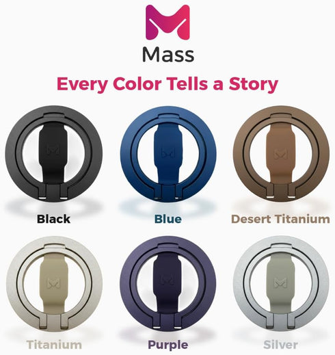 Mass 2.0 Limber Grip Magnetic Phone Stand, Vertical & Horizontal Holder, Ergonomic Comfortable Grip, Slim Titanium