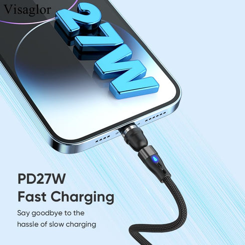 PD 60W USB C Magnetic Charging Cable 2Pack/6.6ft, 3A Fast Charging Data Transfer USB C/A to USB C