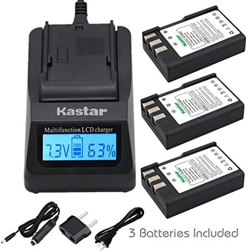Kastar Ultra Fast Charger Kit and Battery (3-Pack) for Nik EN-EL9, EN-EL9a, MH-23 Compatible with Nik D3000, D5000,