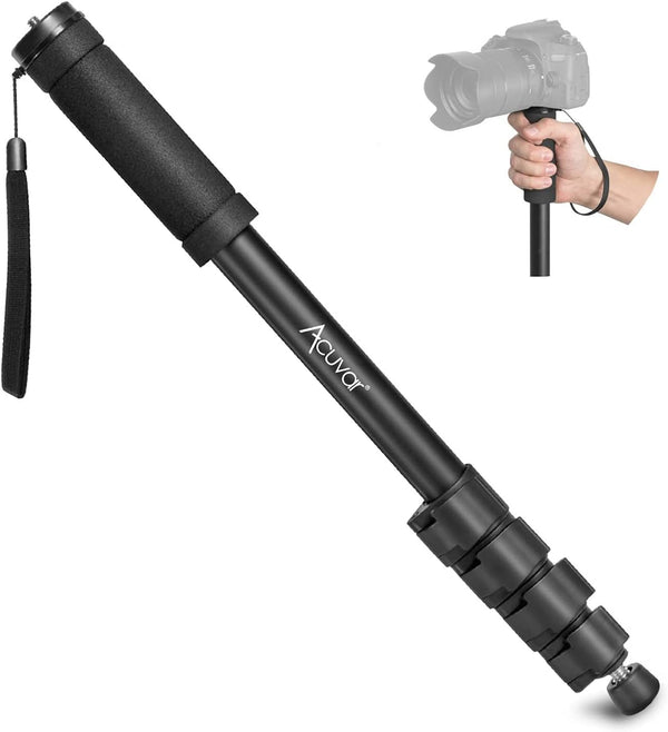 Acuvar 62-Inch Monopod with Integrated Safety Strap, 4 Section Extending Pole for Digital Cameras & Cell Phones