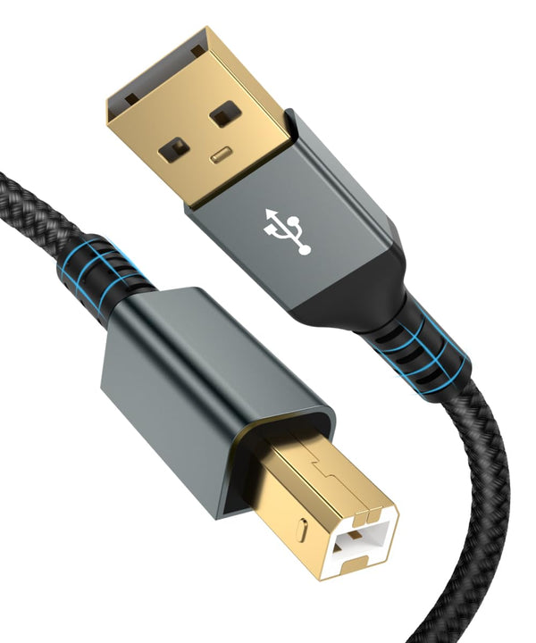 15FT USB Printer Cable, Nylon Braided High Speed USB 2.0 Type A