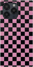 Pink Checkered Rectangle Phone Case for iPhone 15 Pro (6.1in) Slim Trendy Glossy Checkerboard Shockproof Cover