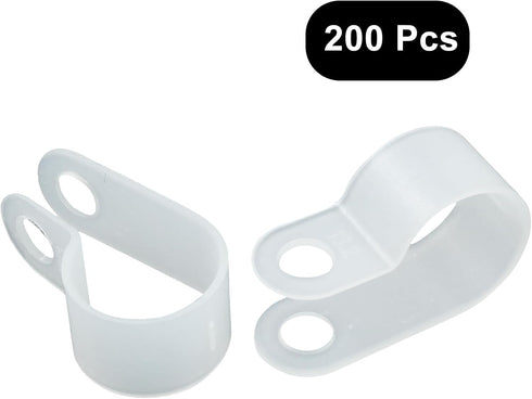 Waziaqoc 200 1/2 Inch Pcs Rope Light Clips, Nylon R-Style Mounting Clips, Cable Clip Wire Clamps for Wire Management
