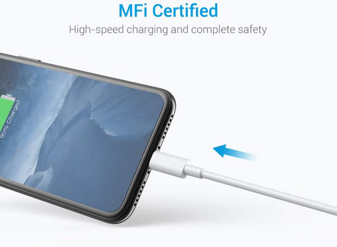 Lightning Cable MFi Certified - iPhone Charger 3Pack 6FT Lightning to USB A Charging Cable Cord Compatible with iPhone 14 13 12 Mini Pro Max SE 11 Xs Max XR X 8 7 6 Plus 5S iPad Pro Airpods - White by Nikolable