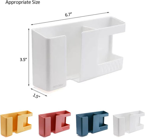 D3 Wall Mount Phone Holder, Punch-Free Mobile Phones Charging Stand, Sticky Remote Control Storage Box (2 Pack-White)