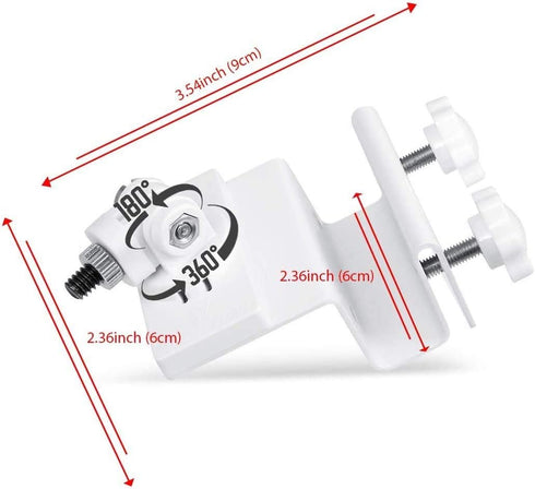 Wasserstein Weatherproof Gutter Mount for Arlo Cameras, White, 360-Degree Swivel, Easy Installation