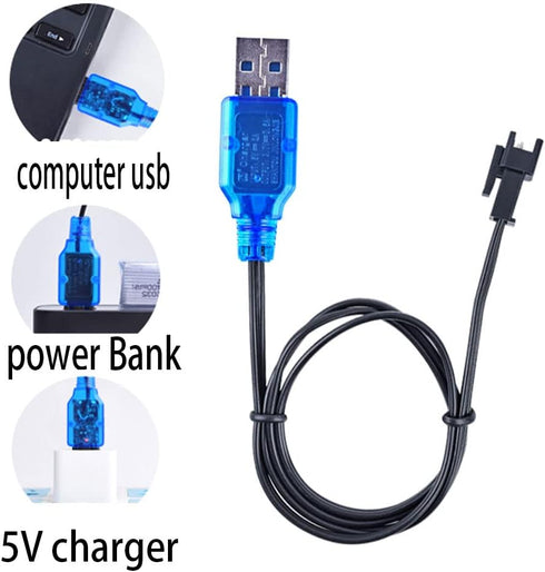 3.7V 800mA Fast USB Charger Cable with SM-2P Connector Plug for 3.7V Lithium Lipo Battery